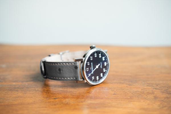 Bracelet de montre en cuir d'autruche gris