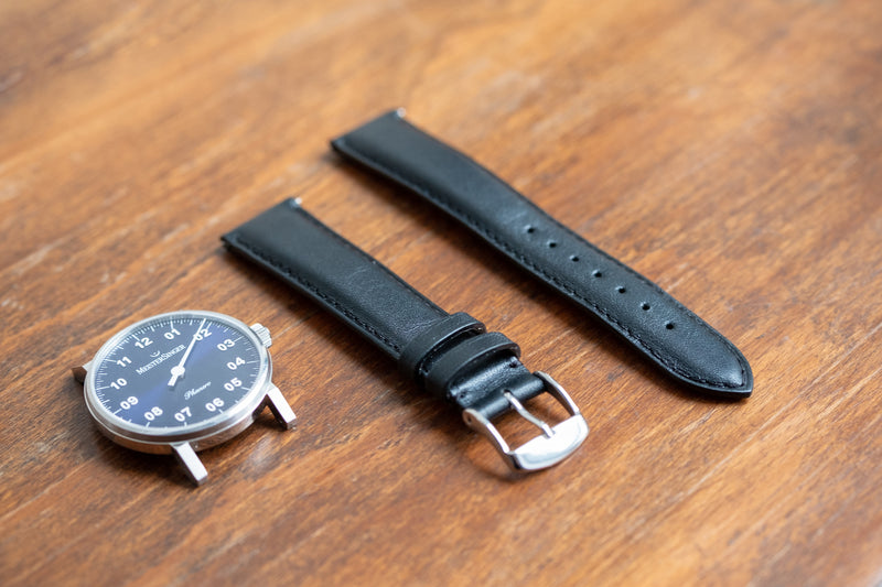 Bracelet de montre en cuir noir