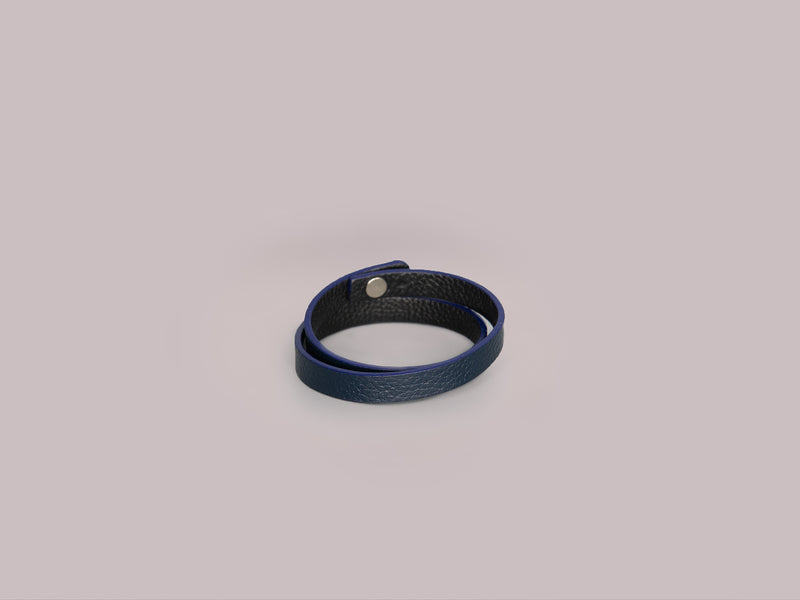 Bracelet double tour - Bleu marine & noir