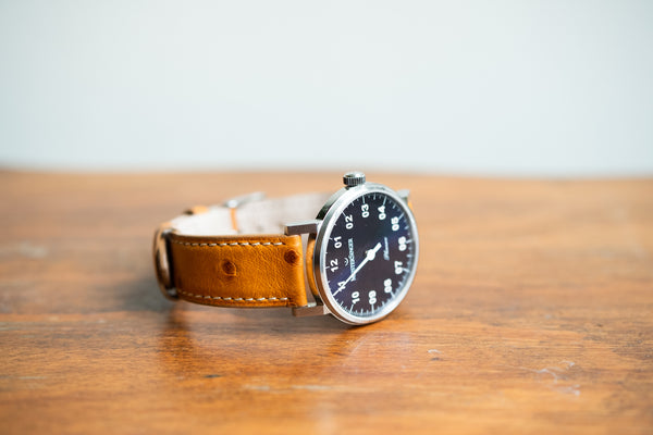 Bracelet de montre en cuir d'autruche gold