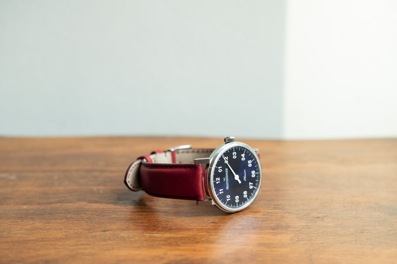Bracelet de montre en cuir bordeaux