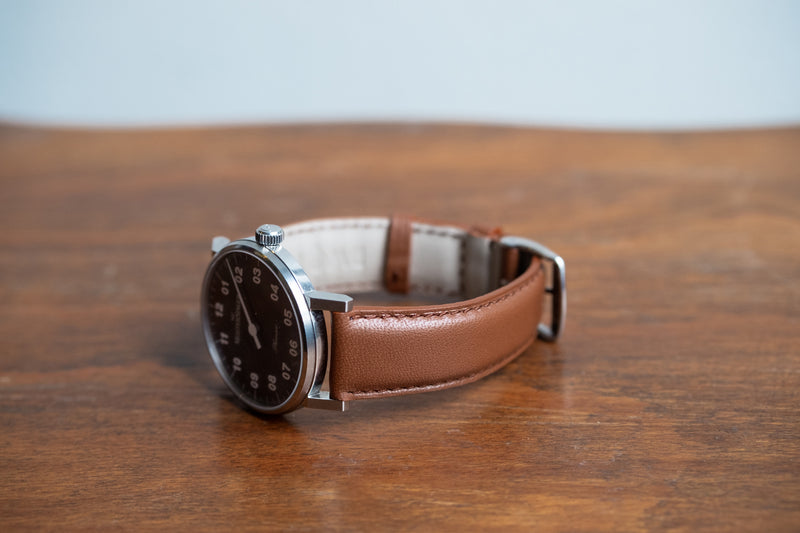Bracelet de montre en cuir marron clair