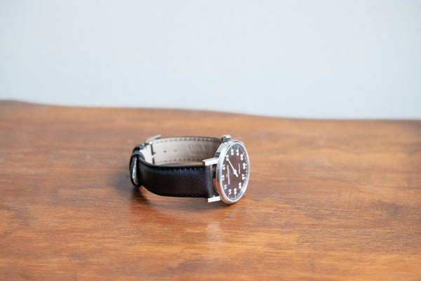Bracelet de montre en cuir noir
